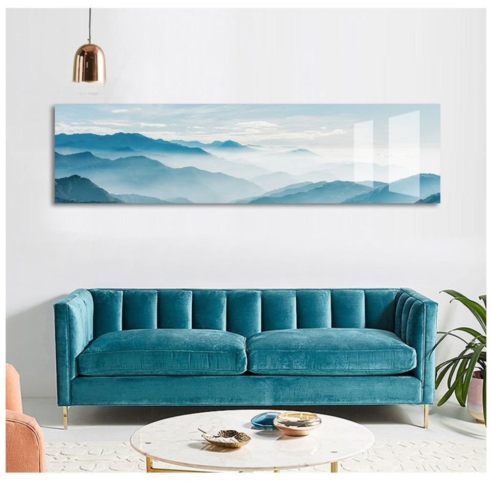 Skandinavische neblige Berglandschaft - Leinwandbild