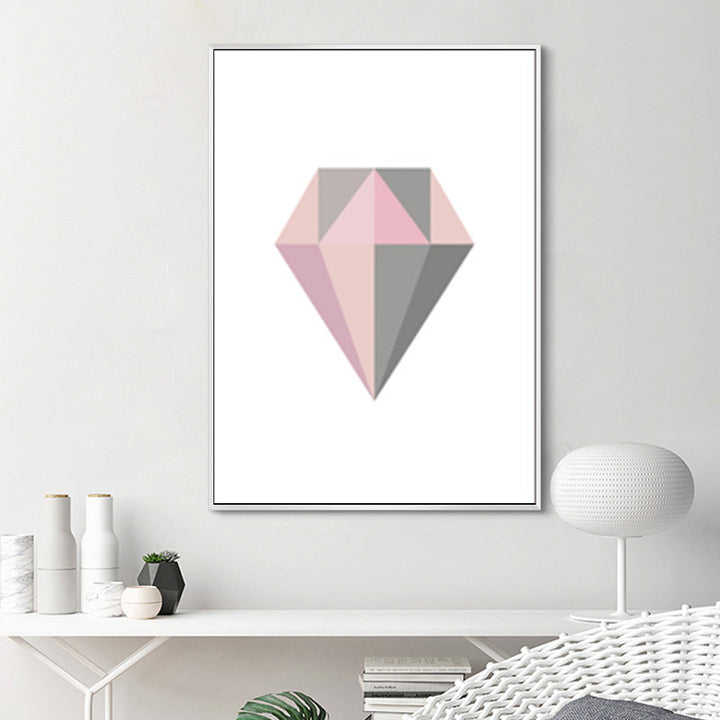 Pink Grau Geometrie - Leinwand Wandkunst Gemälde