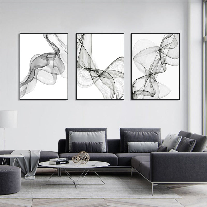 Abstraktes Wellenlinienmuster - Leinwand Wandkunstgemälde