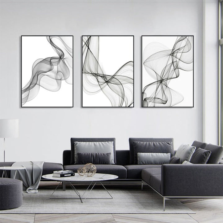 Abstraktes Wellenlinienmuster - Leinwand Wandkunstgemälde