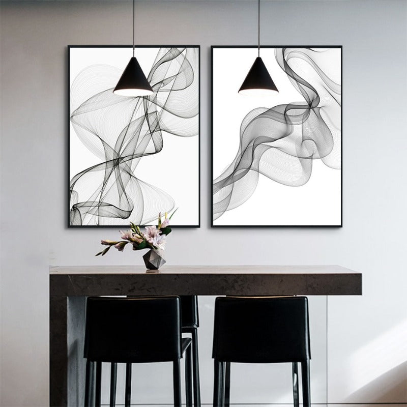 Abstraktes Wellenlinienmuster - Leinwand Wandkunstgemälde
