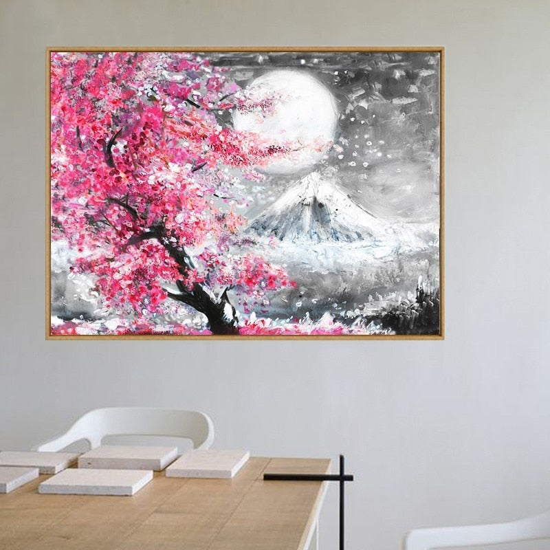 Mount Fuji Kirschblüte Landschaft Japan - Leinwand Wandkunst Gemälde