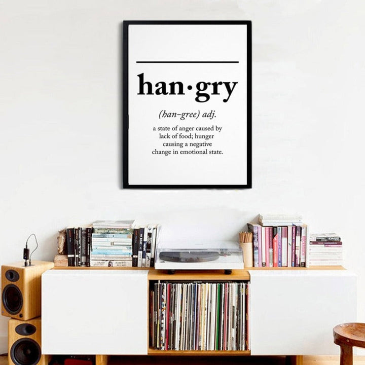 Skandinavische Buchstaben zur Definition von „Hungry“ – Leinwandbild