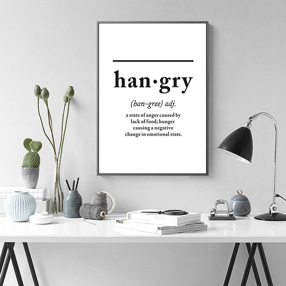 Skandinavische Buchstaben zur Definition von „Hungry“ – Leinwandbild