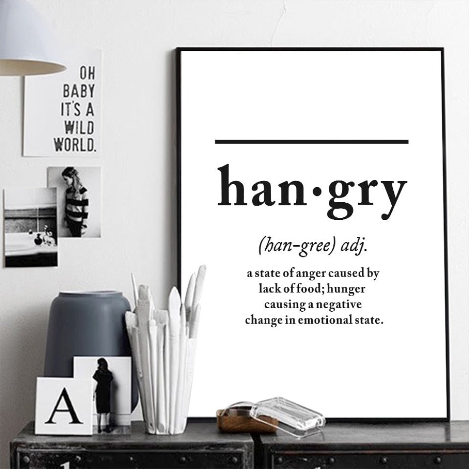 Skandinavische Buchstaben zur Definition von „Hungry“ – Leinwandbild