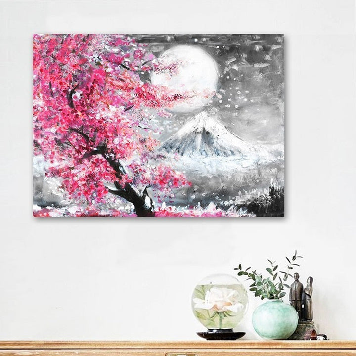 Mount Fuji Kirschblüte Landschaft Japan - Leinwand Wandkunst Gemälde