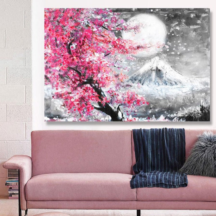 Mount Fuji Kirschblüte Landschaft Japan - Leinwand Wandkunst Gemälde