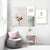 Modernes Wandbild mit rosa Blumen, grünen Blättern und Schriftzug - Leinwandbild