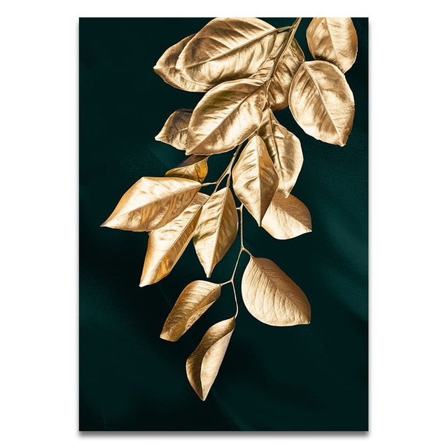 Goldenes Blatt Wandkunst Minimalistische Nordische Tropische Pflanzen Fein Kunst Leinwanddrucke Bilder Für Wohnzimmer Esszimmer Kunst Dekor