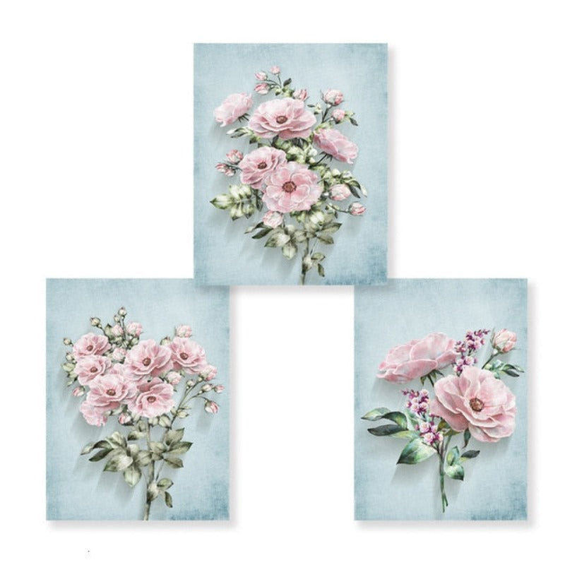 Modernes pastorales Motiv mit rosa Blumen – Leinwandbild