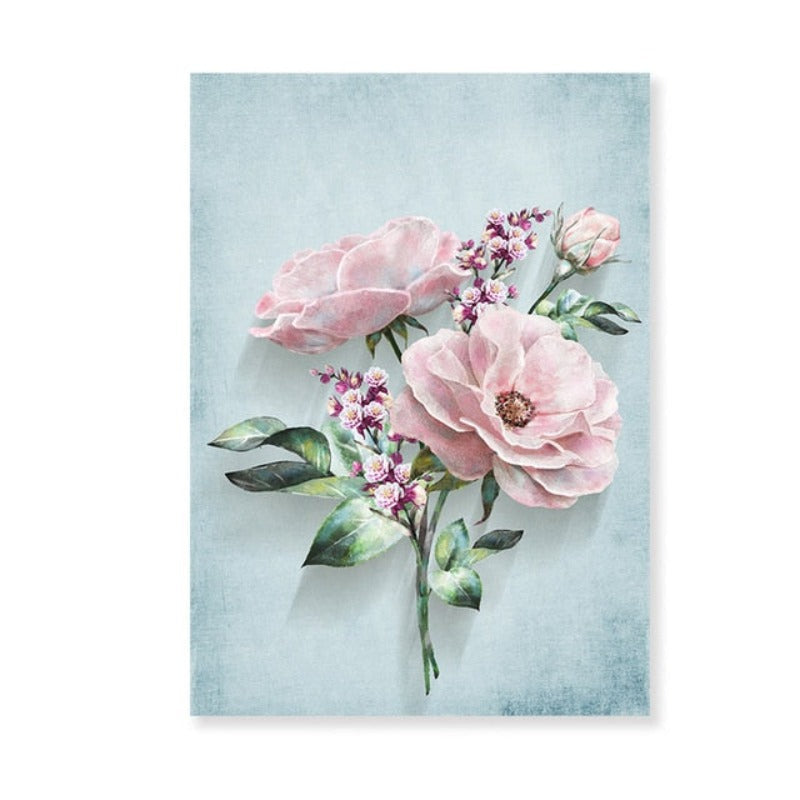Modernes pastorales Motiv mit rosa Blumen – Leinwandbild