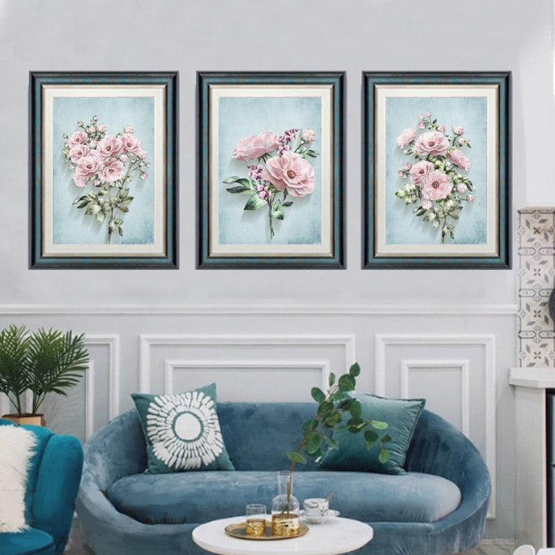 Modernes pastorales Motiv mit rosa Blumen – Leinwandbild