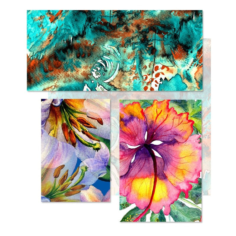 Blau Pink Floral - Leinwand Wandkunst Gemälde