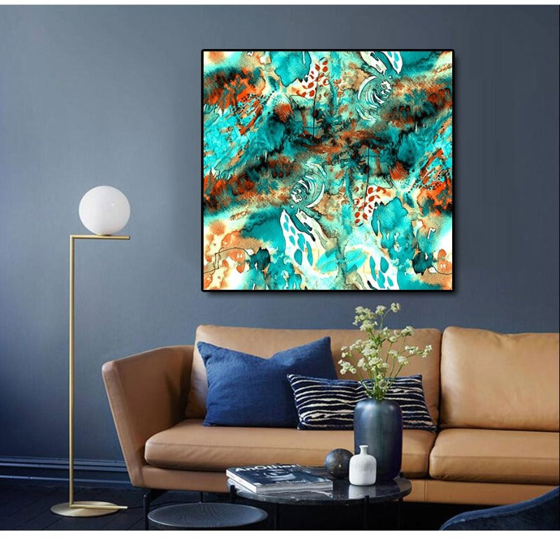 Blau Pink Floral - Leinwand Wandkunst Gemälde