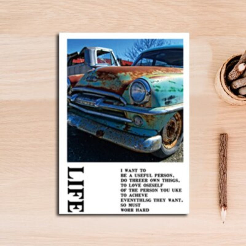 Vintage-Blaue Oldtimer-Reiseautos - Leinwandbild