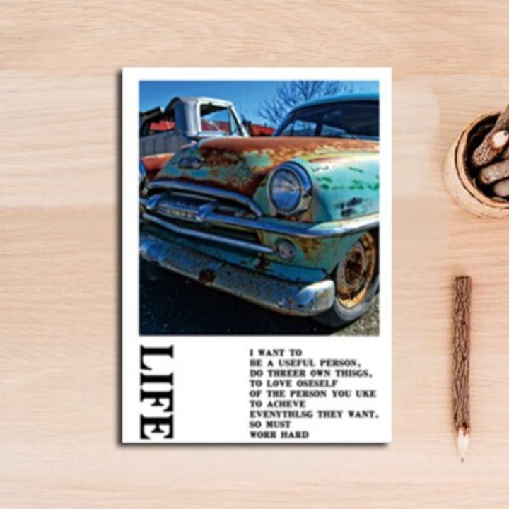 Vintage-Blaue Oldtimer-Reiseautos - Leinwandbild