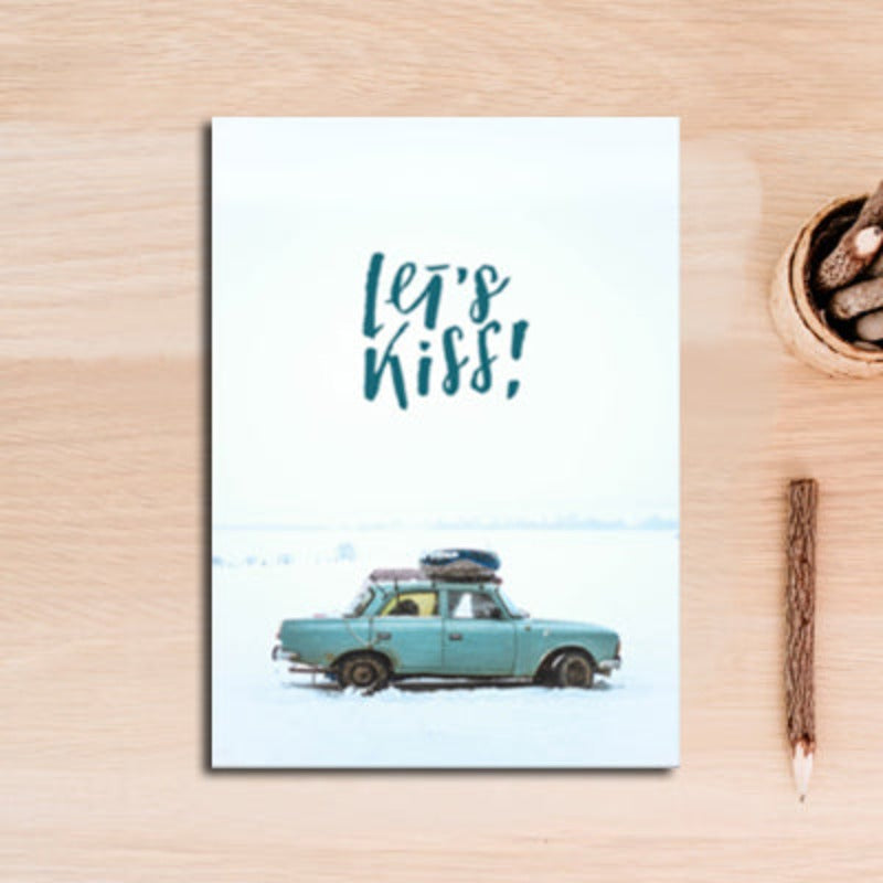 Vintage-Blaue Oldtimer-Reiseautos - Leinwandbild