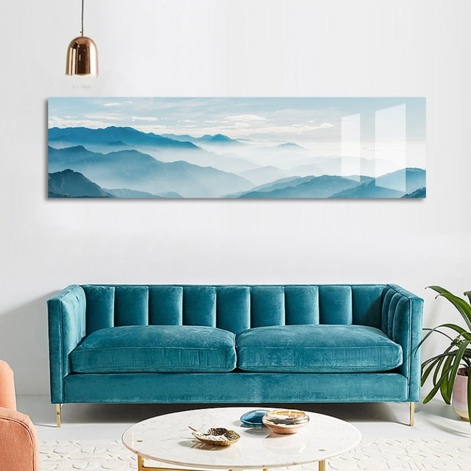 Skandinavische neblige Berglandschaft - Leinwandbild