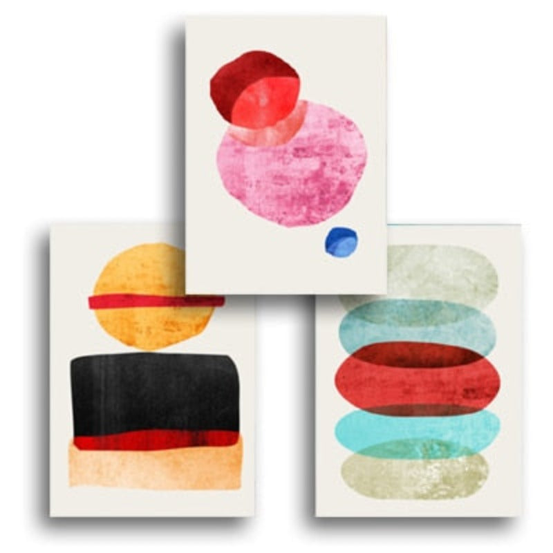 Abstraktes geometrisches Aquarell – Leinwandbild