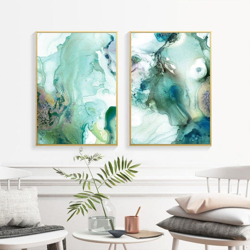 Mint Sea Marble - Leinwandbild