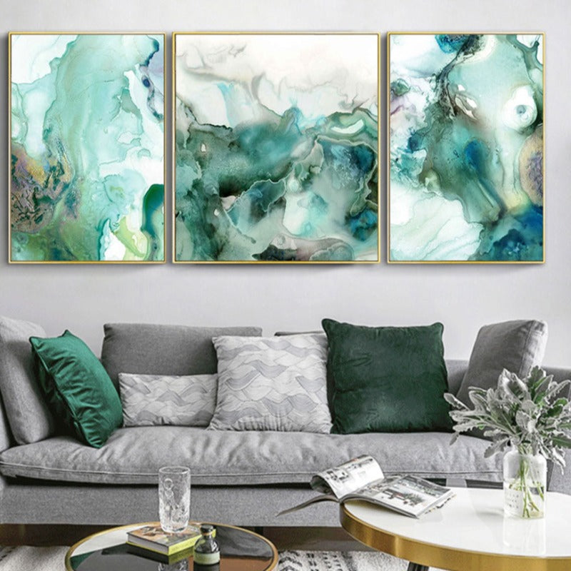 Mint Sea Marble - Leinwandbild