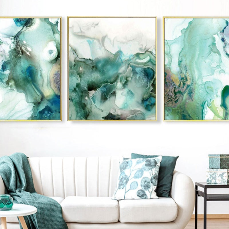 Mint Sea Marble - Leinwandbild