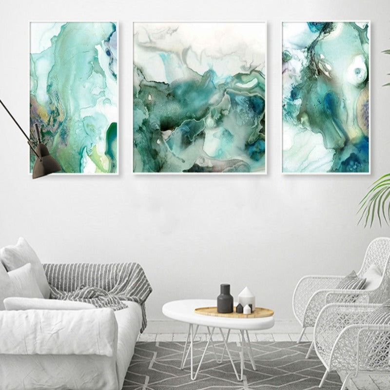 Mint Sea Marble - Leinwandbild