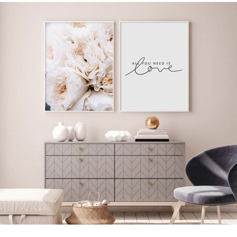 Blush Pink Pfingstrosen Wandkunst Bilder - Leinwand Wandkunst Gemälde