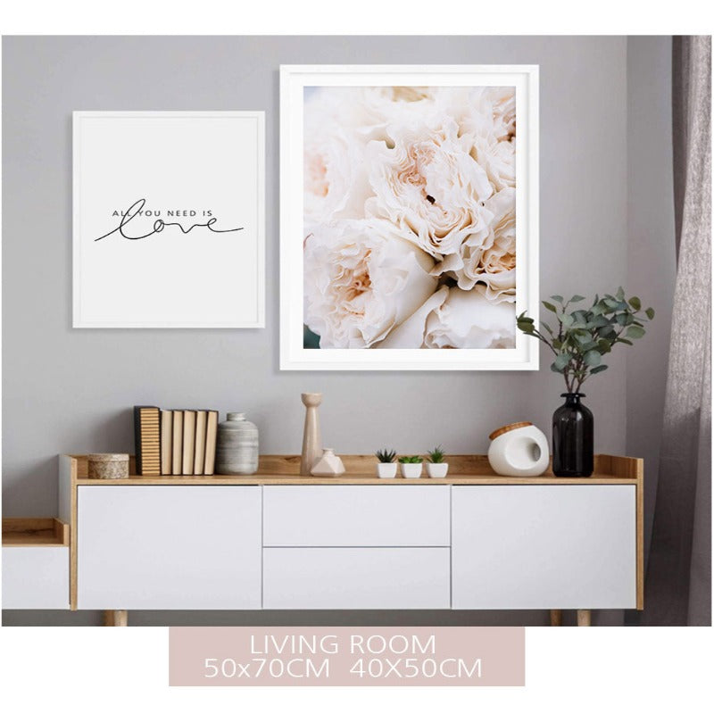 Blush Pink Pfingstrosen Wandkunst Bilder - Leinwand Wandkunst Gemälde