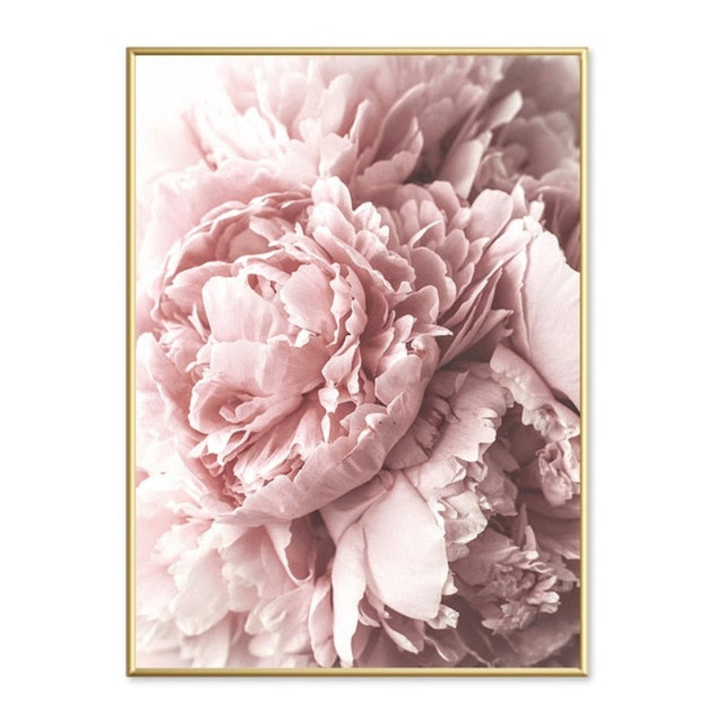 Modernes minimalistisches Schriftzug-Gemälde mit rosa Pfingstrosenblume – Leinwandbild