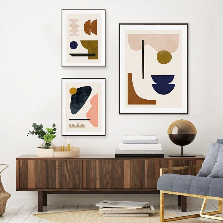 Geometrische abstrakte Skandinavien Galerie - Leinwand Wandkunst Gemälde
