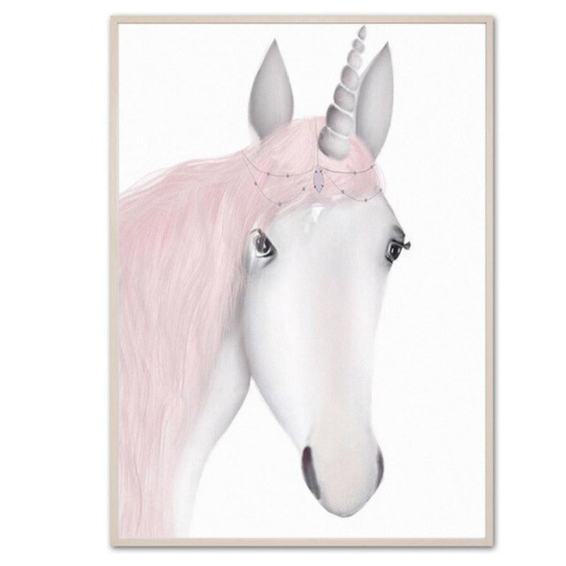 Süßes rosa Einhorn-Mädchen - Leinwandbild