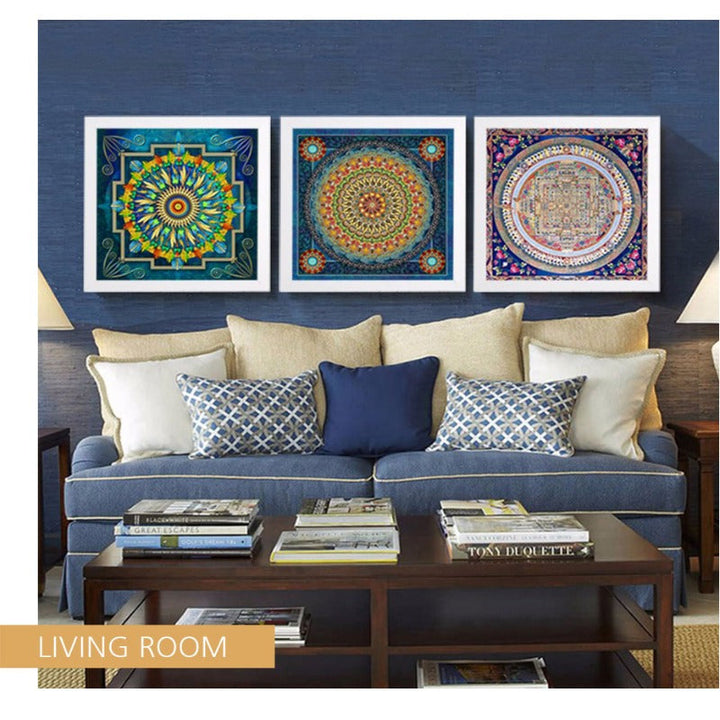 Mandala Ornament Thangka Yoga - Leinwand Wandkunst Malerei