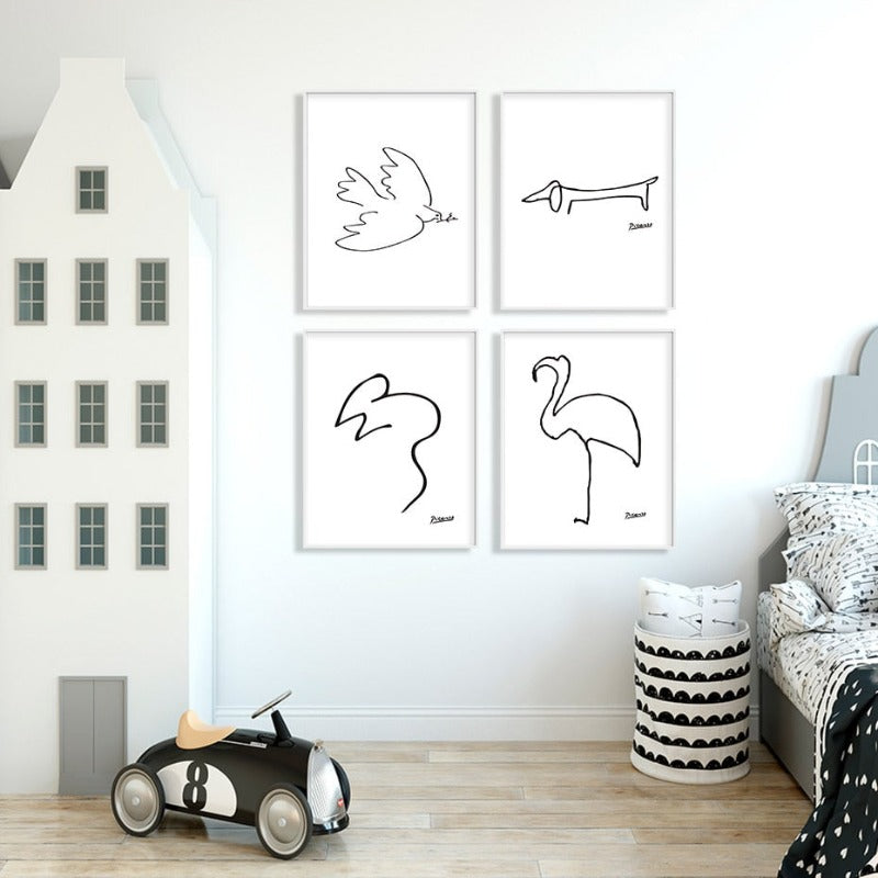 Tierskizzen - Leinwand Wandkunst Gemälde