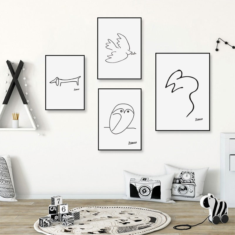 Tierskizzen - Leinwand Wandkunst Gemälde