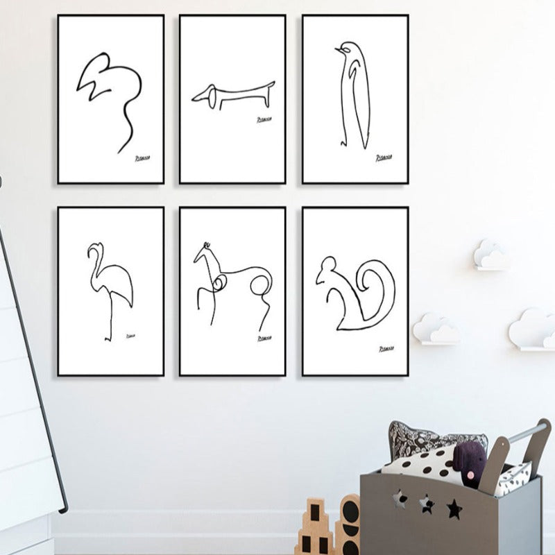 Tierskizzen - Leinwand Wandkunst Gemälde