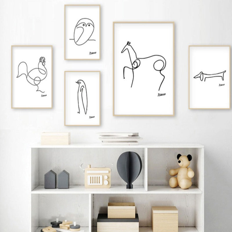 Tierskizzen - Leinwand Wandkunst Gemälde