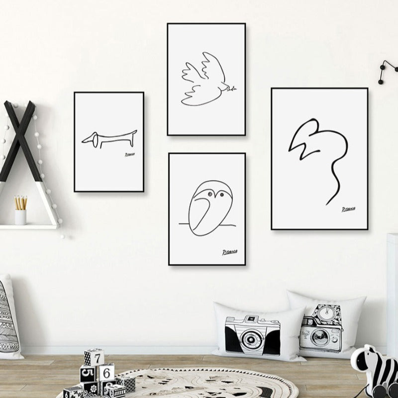 Tierskizzen - Leinwand Wandkunst Gemälde