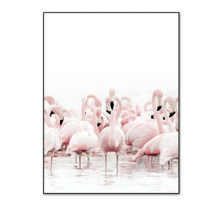 Modernes rosa Flamingo-Blumenbild auf Leinwand