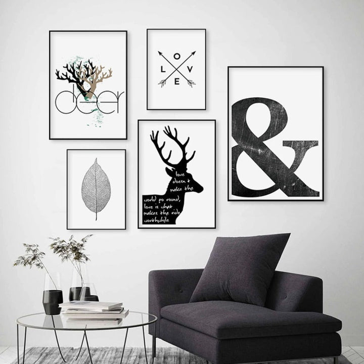 Skandinavisches Hirsch-Liebessymbol als Wandbild – Leinwandgemälde
