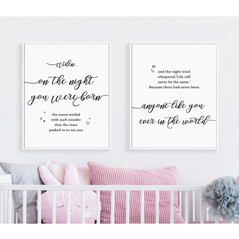 Baby und Elternname personalisiert - Leinwand Wandkunst Malerei