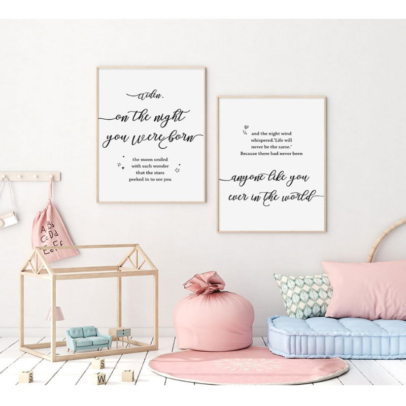 Baby und Elternname personalisiert - Leinwand Wandkunst Malerei