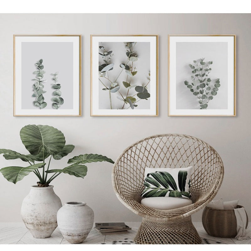 Botanische Eukalyptusblätter - Leinwand Wandkunst Malerei