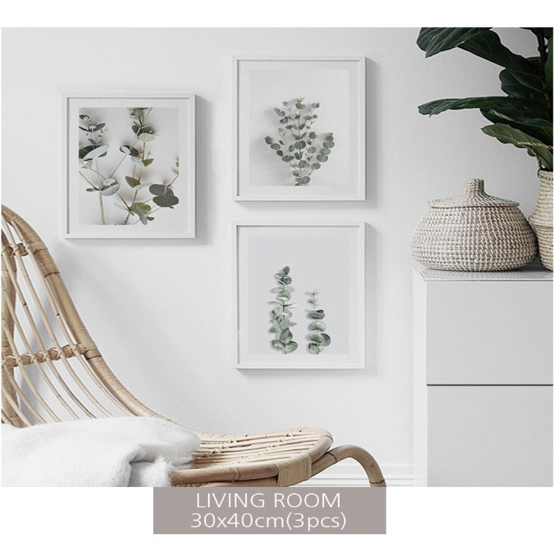 Botanische Eukalyptusblätter - Leinwand Wandkunst Malerei