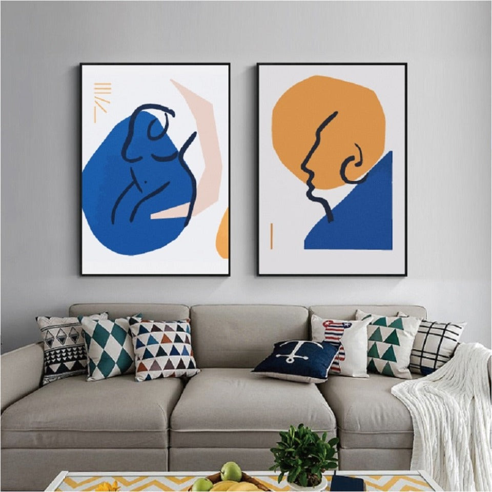 Skandinavische abstrakte Figurenlinien-Poster - Leinwandbild