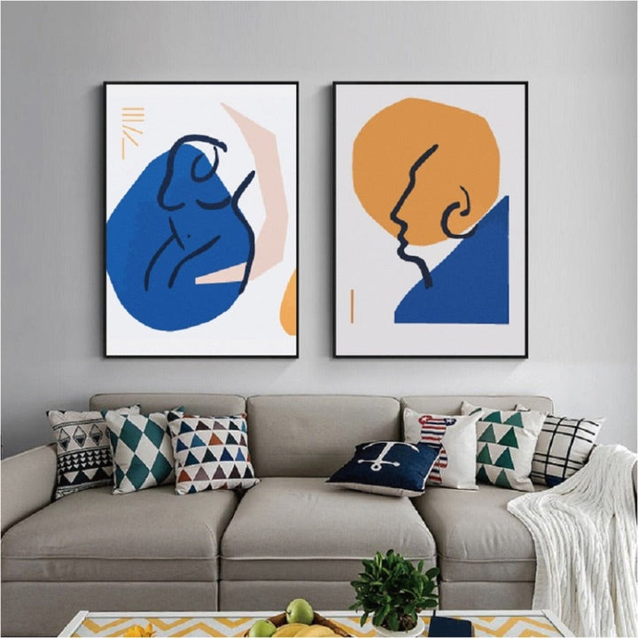 Skandinavische abstrakte Figurenlinien-Poster - Leinwandbild
