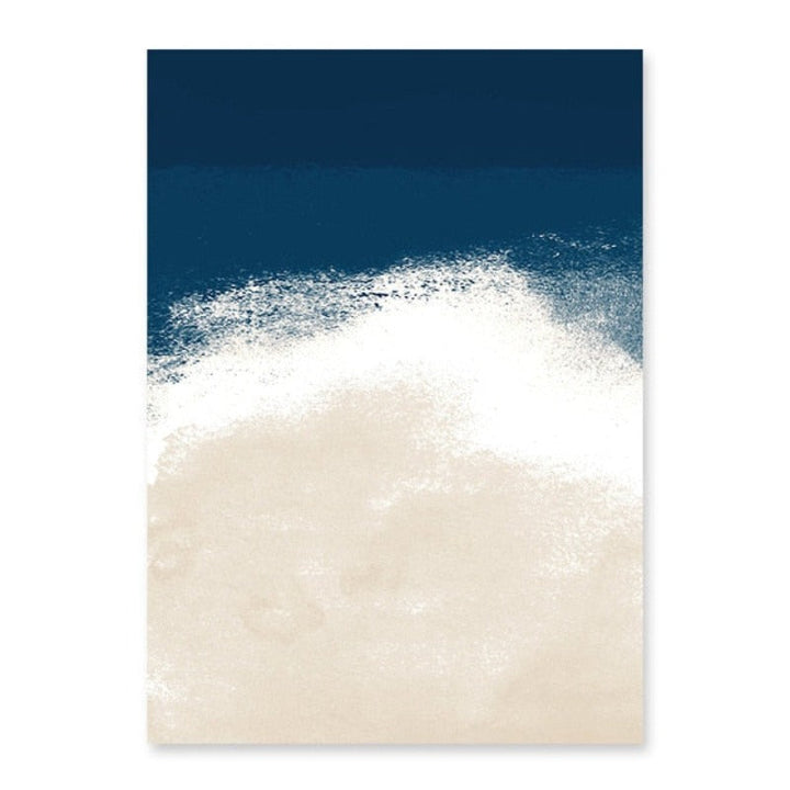 Abstraktes Aquarellgemälde in Marineblau und Beige – Leinwandbild