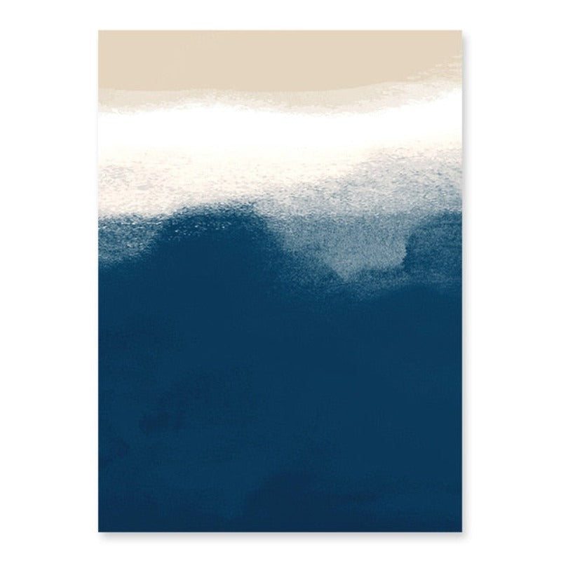 Abstraktes Aquarellgemälde in Marineblau und Beige – Leinwandbild