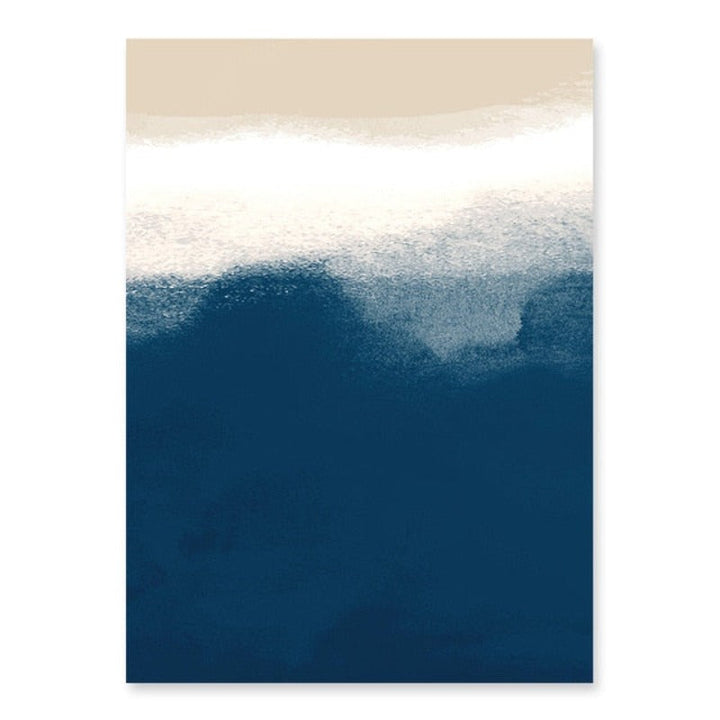 Abstraktes Aquarellgemälde in Marineblau und Beige – Leinwandbild