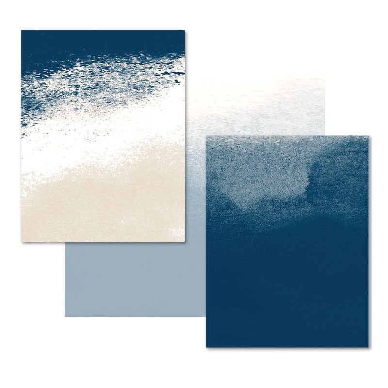 Abstraktes Aquarellgemälde in Marineblau und Beige – Leinwandbild